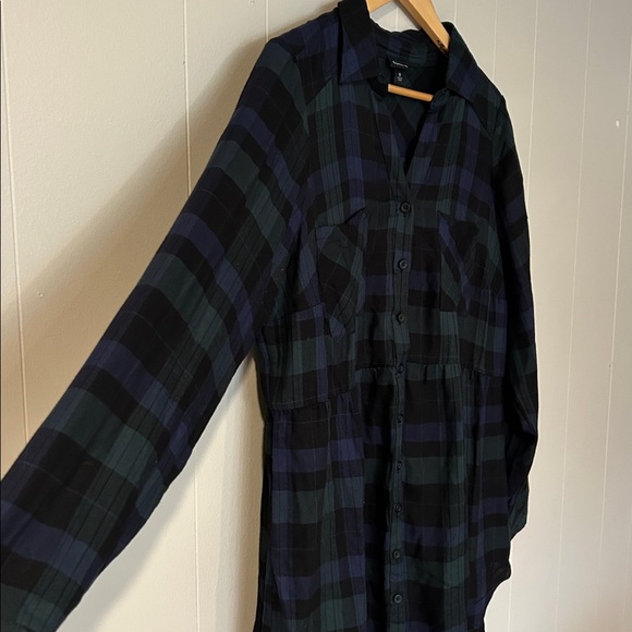 Torrid Black and Blue Plaid Button-Down Shirt Size 0X plus size - Picture 3 of 9
